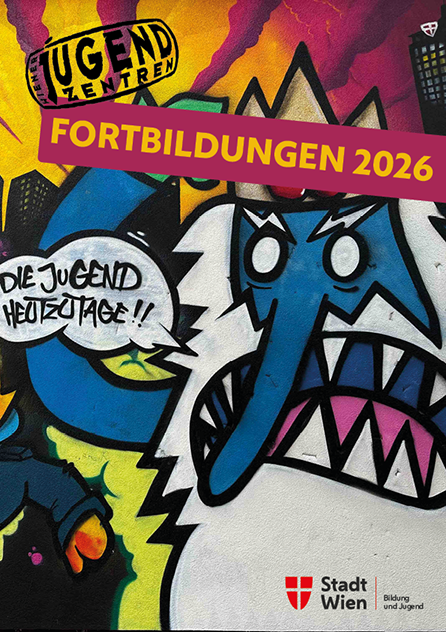 Deckblatt des Fortbildungsprogramms 2026 des Verein Wiener Jugendzentren