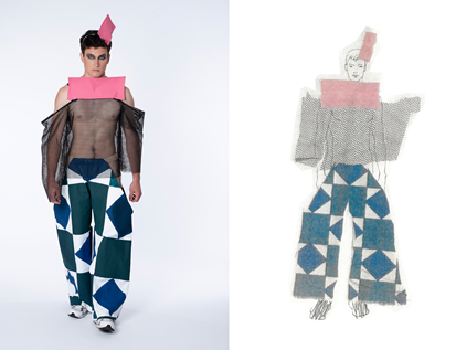 Modeentwurf und umgesetztes Modestück